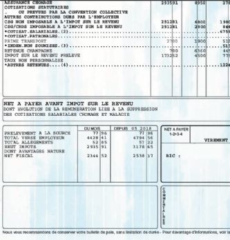 Prélèvement à la <span class="highlight">source</span> : exemples de fiche de paie pédagogique